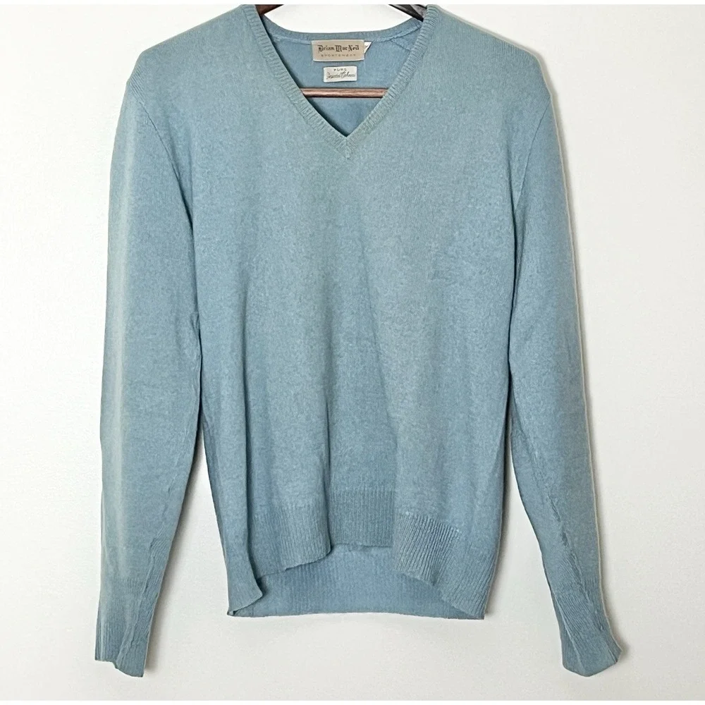 Vintage Brian MacNeil Cashmere Sweater Men's Medium Mint Green Quiet Luxury